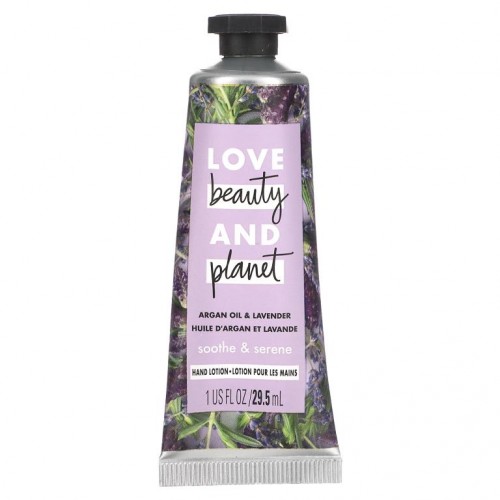 Love Beauty and Planet, 진정 및 이완 효과 핸드 로션, 아르간오일 & 라벤더, 29.5ml(1fl oz)