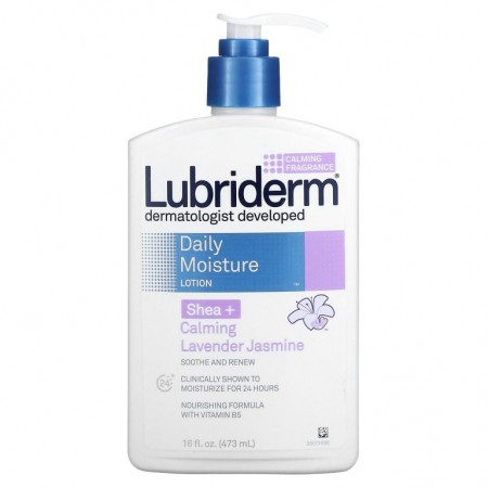 Lubriderm, 데일리 모이스쳐 로션, 시어버터나무 + 진정효과 라벤터 재스민, 16 fl oz (473 ml)