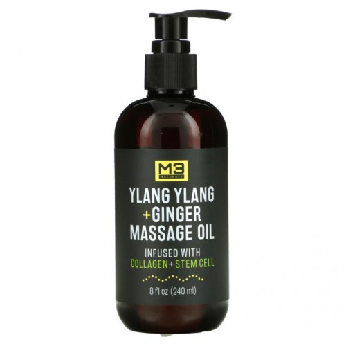 M3 Naturals, Ylang Ylang + Ginger Massage Oil, 8 fl oz (240 ml)