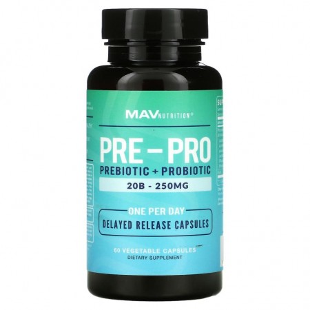 MAV Nutrition, 프리-프로, 프리바이오틱+프로바이오틱, 베지 캡슐 60정