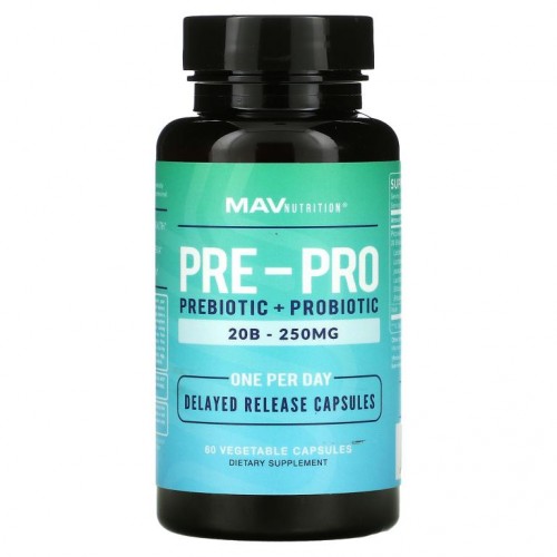 MAV Nutrition, 프리-프로, 프리바이오틱+프로바이오틱, 베지 캡슐 60정