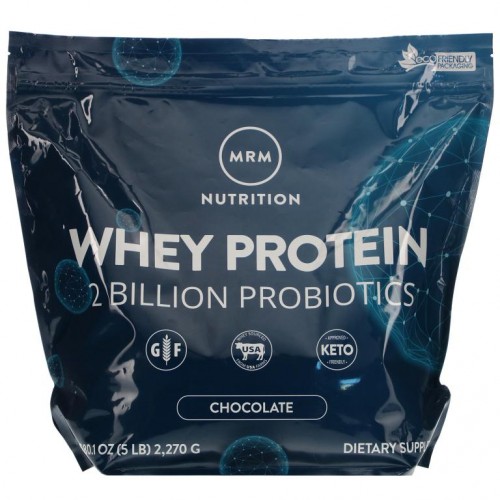 MRM Nutrition, 유청 단백질, 20억 프로바이오틱, 초콜릿, 2,270g(5lb)
