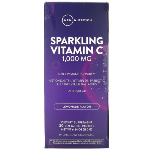 MRM Nutrition, 스파클링 비타민C, 레모네이드, 1,000mg, 30팩, 6g(0.21oz)