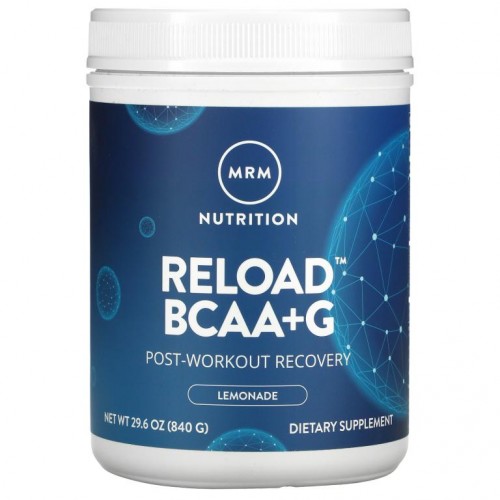 MRM Nutrition, Reload BCAA + G, 운동 후 회복, 레모네이드, 840g(29.6oz)
