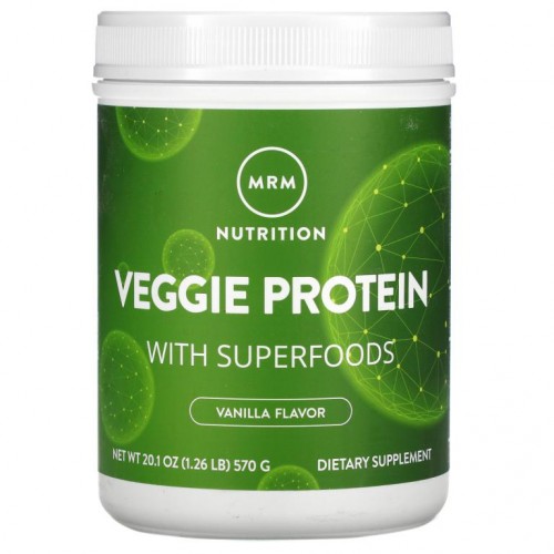 MRM Nutrition, 슈퍼 푸드 함유 식물성 단백질, 바닐라, 570g(1.26lb)