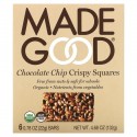 MadeGood, 바삭한 스쿼어, 초콜릿 칩, 6 바, 각각 0.78 oz (22 g)