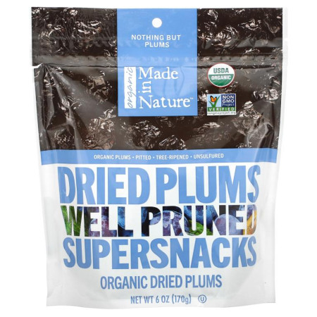 Made in Nature, 유기농 말린 자두, 웰 프룬드 슈퍼스낵, 170g(6oz)