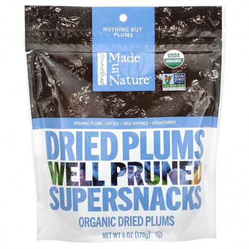 Made in Nature, 유기농 말린 자두, 웰 프룬드 슈퍼스낵, 170g(6oz)