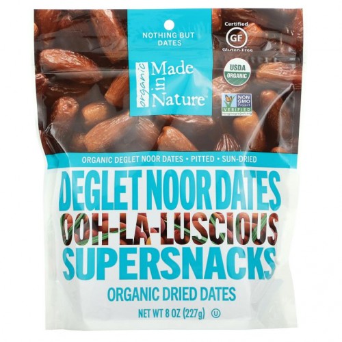 Made in Nature, 유기농건조디글렛누어대추야자, 맛있는 슈퍼 스낵, 227g(8oz)