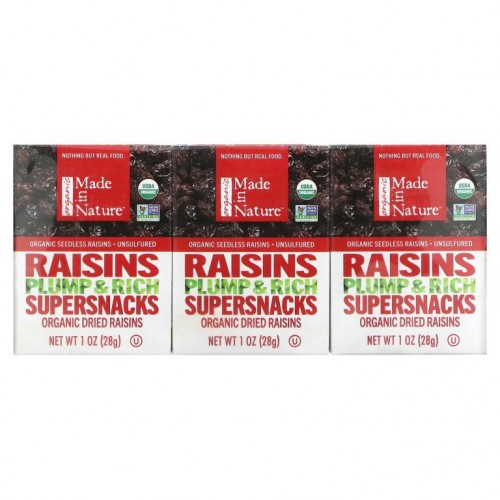 Made in Nature, 유기농 건포도, 영양 만점 슈퍼스낵, 6팩, 각 28g(1oz)