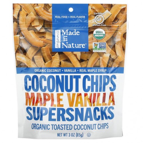 Made in Nature, 유기농, 코코넛 칩 메이플 바닐라 슈퍼스낵, 3 oz (85 g)