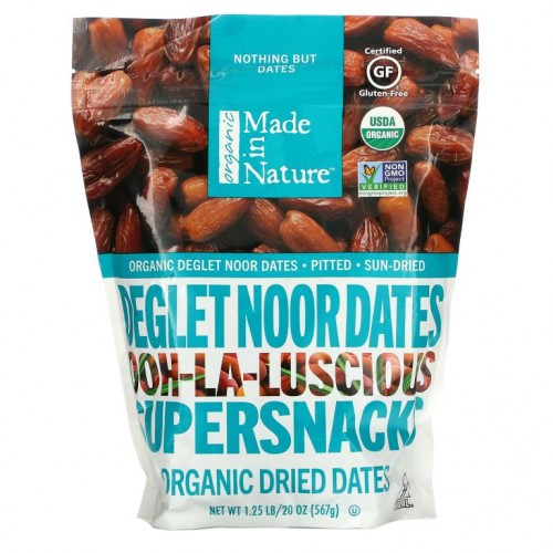 Made in Nature, 유기농 건조 디글렛 누어 대추야자, 맛있는 슈퍼 스낵, 567g(20oz)