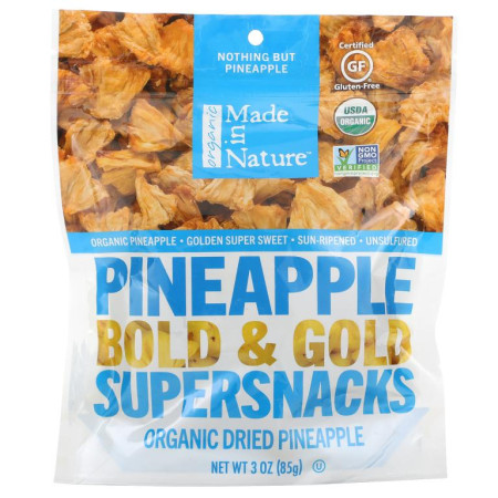 Made in Nature, 유기농 파인애플 볼드 & 골드 슈퍼스낵, 3 oz (85 g)