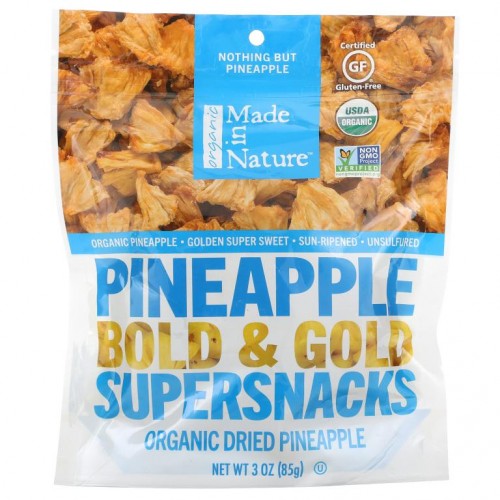 Made in Nature, 유기농 파인애플 볼드 & 골드 슈퍼스낵, 3 oz (85 g)