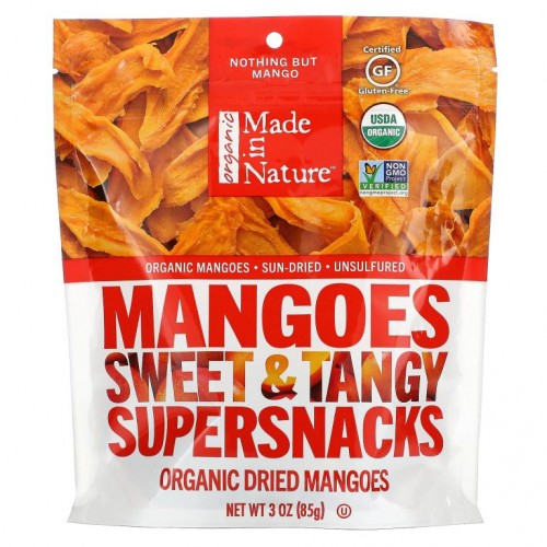 Made in Nature, 유기농 건조 망고 달콤 & 새콤 슈퍼스낵, 85g(3oz)
