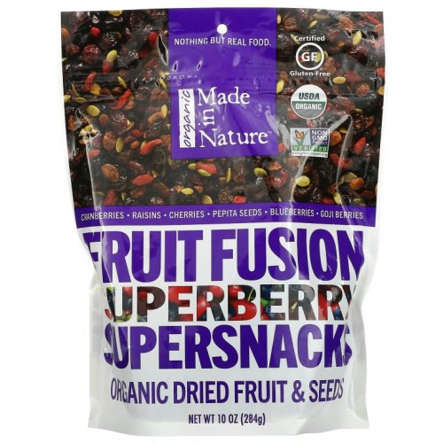 Made in Nature, 유기농 말린 과일 & 씨, 유기농 프루트 퓨전 슈퍼베리 슈퍼스낵, 284g(10oz)