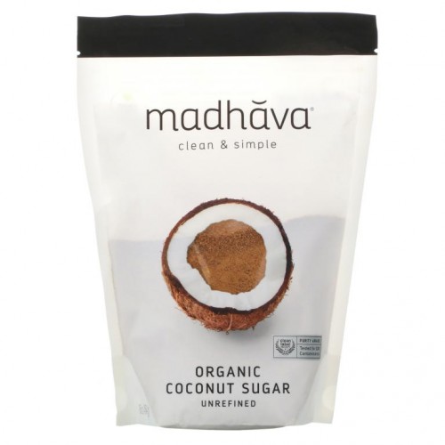 Madhava Natural Sweeteners, 유기농 코코넛 설탕, 비정제, 454g(1lb)