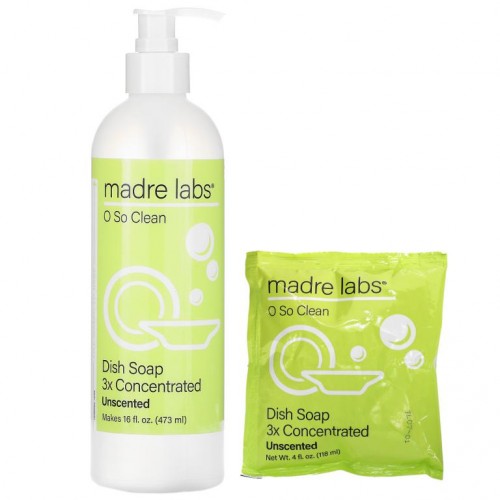 Madre Labs, 주방 세제, 3배 농축, 무향, 파우치 1개, 118ml(4oz)