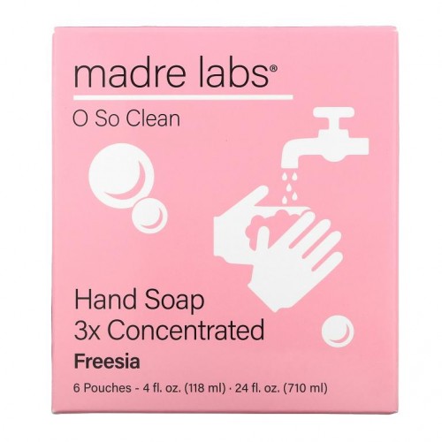 Madre Labs, 손 세정제, 3배 농축 리필용, 프리지아, 파우치 6개, 각 118ml(4fl oz)
