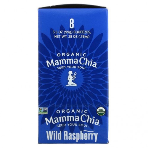 Mamma Chia, Chia Squeeze, 유기농 영양 간식, 와일드 라즈베리 맛, 8팩, 개당 99g(3.5oz)