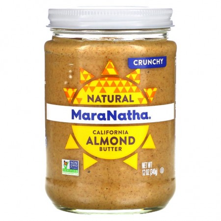 MaraNatha, 천연 캘리포니아산 아몬드 버터, 크런치, 340g(12oz)