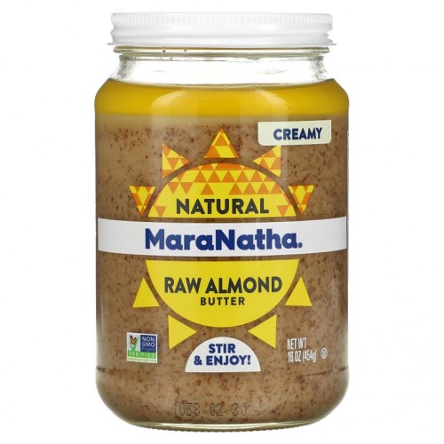 MaraNatha, 무가공 아몬드 버터, 크리미, 454g(16oz)