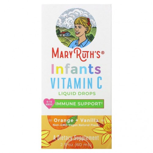 MaryRuth Organics, Infants Vitamin C Liquid Drops, 0-12 Months, Orange + Vanilla, 2 fl oz (60 ml)