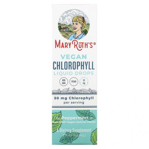 MaryRuth Organics, Vegan Chlorophyll Liquid Drops, Peppermint, 16.6 mg, 2 fl oz (60 ml)