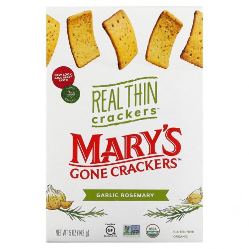 Mary's Gone Crackers, Real Thin 크래커, 갈릭 로즈메리, 142g(5oz)