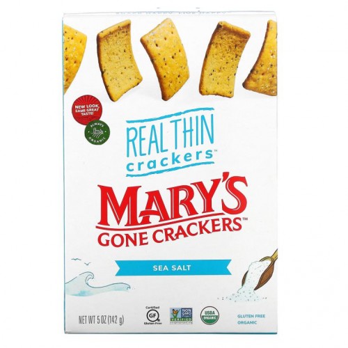 Mary's Gone Crackers, Real Thin Crackers, 바다 소금, 142g(5oz)