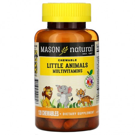 Mason Natural, 리틀 애니멀즈 종합 비타민, 과일 향료, 츄어블 120정