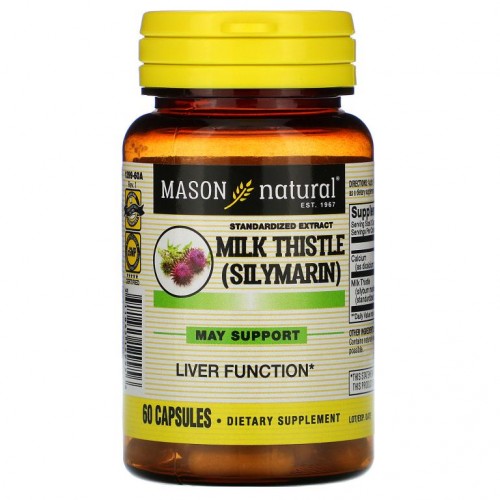 Mason Natural, 밀크시슬(실리마린), 표준화 추출물, 캡슐 60개