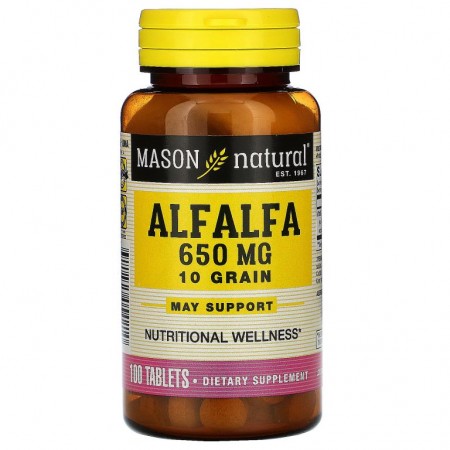 Mason Natural, 알팔파, 10가지 곡물, 650mg, 100정