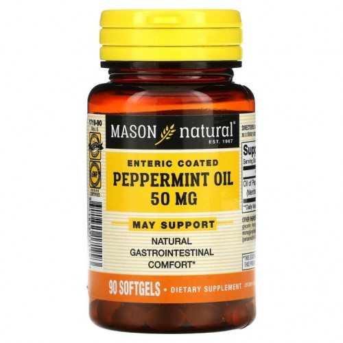 Mason Natural, 페퍼민트 오일, 50mg, 90 소프트젤