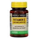 Mason Natural, 비타민E, 180mg(400IU), 소프트젤 100정