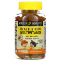 Mason Natural, Healthy Kids 종합비타민, 파인애플 오렌지 딸기 맛, 구미젤리 100개