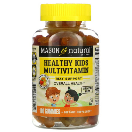 Mason Natural, Healthy Kids 종합비타민, 파인애플 오렌지 딸기 맛, 구미젤리 100개