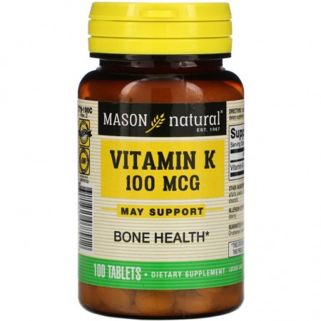 Mason Natural, 비타민 K, 100mcg, 100정