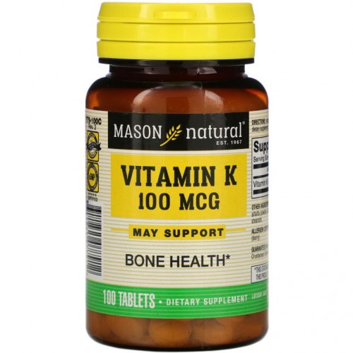 Mason Natural, 비타민 K, 100mcg, 100정