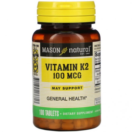 Mason Natural, 비타민K2, 100mcg, 100정
