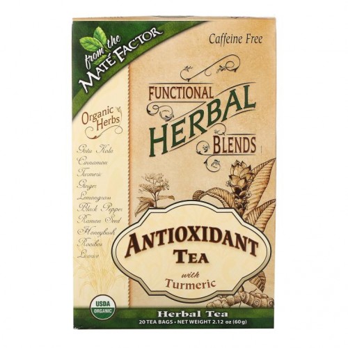 Mate Factor, Antioxidant Tea with Turmeric, Caffeine Free, 20 Tea Bags, 2.12 oz (60 g)