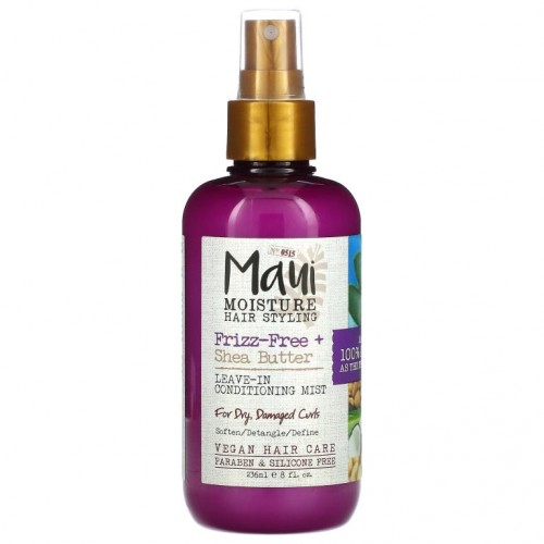 Maui Moisture, 곱슬 방지 + 시어버터, 리브-인 컨디셔닝 미스트, 건조하고 손상된 곱슬머리용, 236ml(8fl oz)