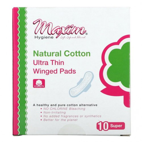 Maxim Hygiene Products, 울트라 씬 날개형 패드, 슈퍼, 무향, 10개입