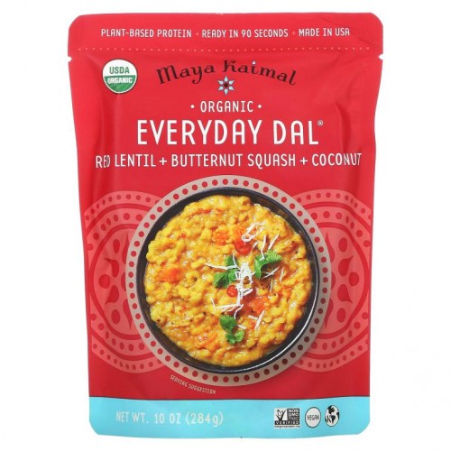Maya Kaimal, Organic Everyday Dal, Red Lentil + Butternut Squash + Coconut, 10 oz (284 g)
