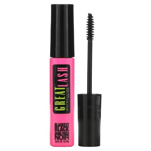 Maybelline, 그레이트 래시, 마스카라, 100 블래키스트 블랙, 0.43fl oz(12.7ml)