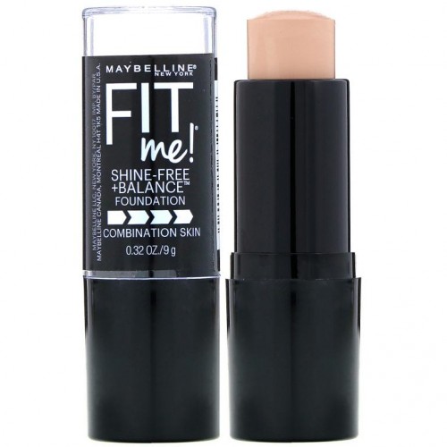 Maybelline, 핏 미, 샤인 프리 + 밸런스 스틱 파운데이션, 120 클래식 아이보리, 0.32oz(9g)