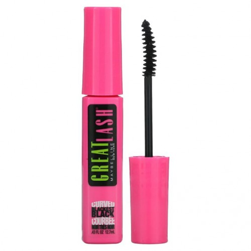 Maybelline, Great Lash, 커브드 브러시 마스카라, 120 블랙키스트 블랙, 0.43fl oz(12.7ml)