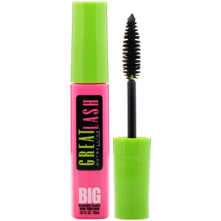 Maybelline, Great Lash, Big 마스카라, 130 블랙키스트 블랙, 0.34fl oz(10ml)