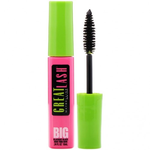Maybelline, Great Lash, Big 마스카라, 130 블랙키스트 블랙, 0.34fl oz(10ml)