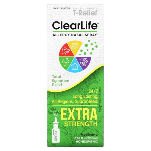MediNatura, ClearLife, 알레르기 비강 스프레이, 엑스트라 스트렝스, 20ml(0.68fl oz)